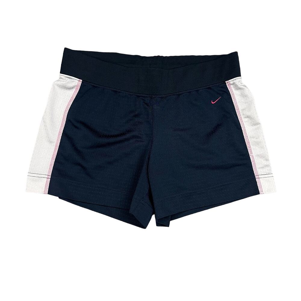Nike Athletic Shorts Black Pink White‎ Logo Gym Workout Size M Y2K